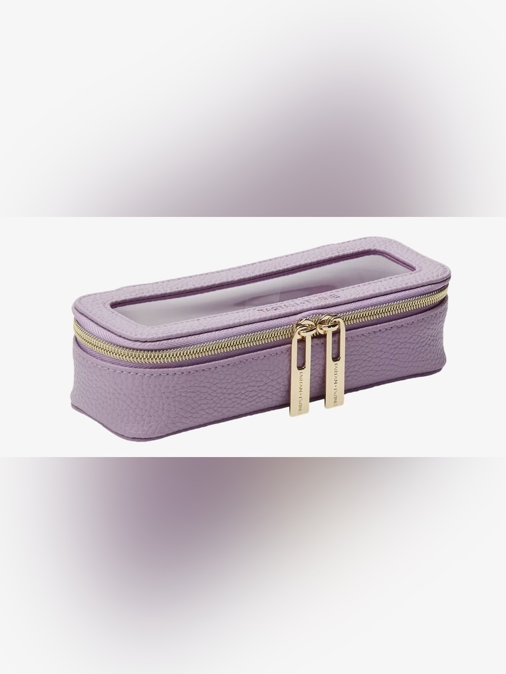 NWT Tartan + Twine Lilac Cosmetic Window Pouch with Gold Zipper